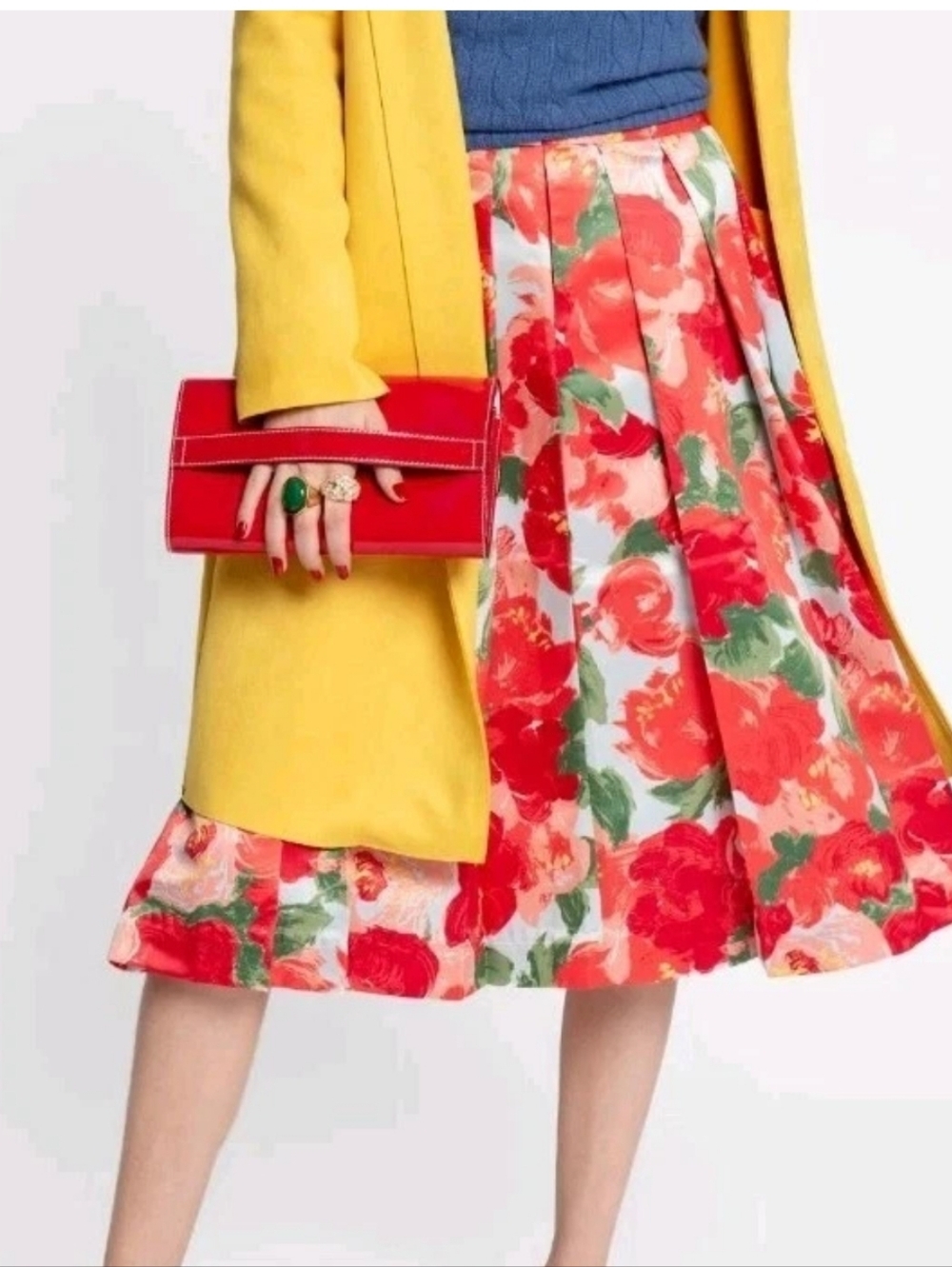 Frances Valentine Pleated Floral Midi Skirt Size 6